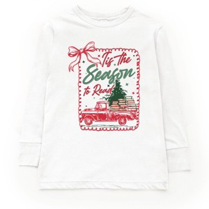 Tis The Season To Read Red Truck - Youth Long Sleeve Graphic T-Shirt - 1 of 4