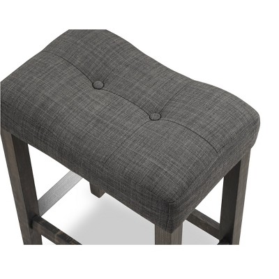 Gray Backless Saddle Style Wood Counter Stools, 24.5" Height, Set of 2