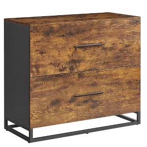 VASAGLE Lateral File Cabinet, Home Office Printer Stand, 2-Drawer Filing Cabinet, with Anti-tip Interlocking Mechanism, Rustic Brown and Black - 1 of 3
