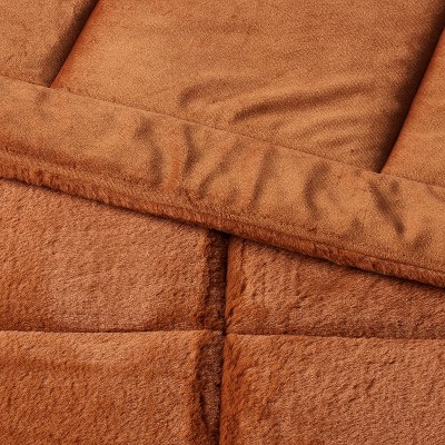 Box Stitch Faux Fur Comforter and Sham Set - Threshold