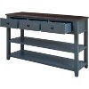 Console Table, Mid-Century Modern, Wood Legs, 3 Drawers & 2 Tier Open Shelf, for Entryway,, Hallway, Living Room - 3 of 4