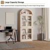 71" Industrial Arched Bookcase with Glass Doors, 5-Tier Display Bookshelf, Freestanding Storage Cabinet for Living Room, Bedroom, Home Office - 4 of 4