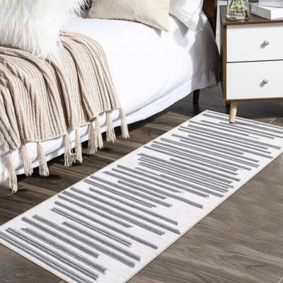 Modern Berber Stripe Area Rug Non Slip Non Shedding Indoor Floor Carpet Low Pile Throw Rug Easy Cleaning for Bedroom Living Room