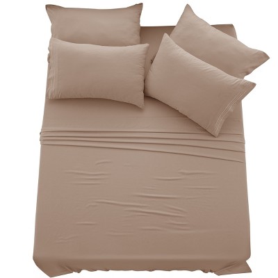 6 Piece Bed Sheet Set Ultra Soft Brushed Microfiber Solid Sheets with Pillow Cases - Lux Decor Collection