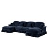 Classic U-Shaped 4-Seater Modular Sectional Sofa with Flared Arms & Ottomans - 3 of 4