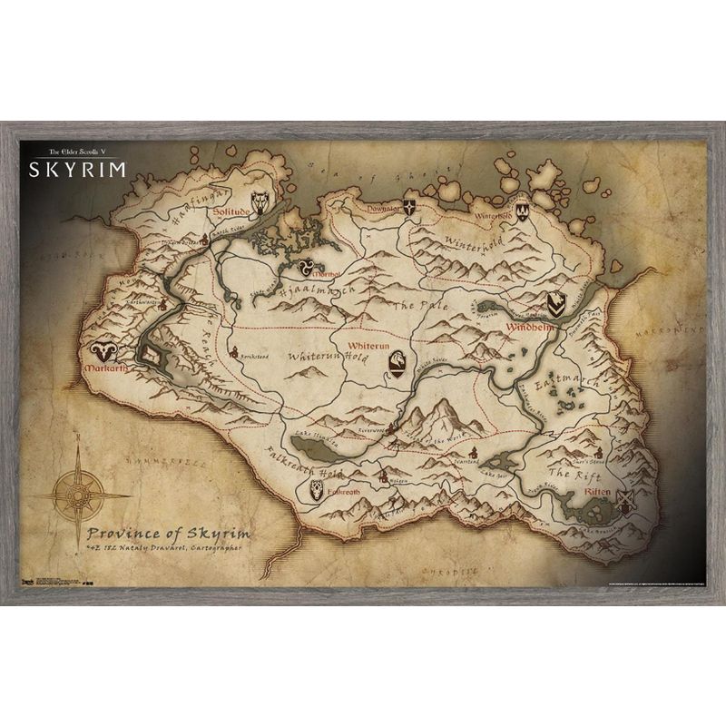 Trends International The Elder Scrolls V: Skyrim - Map Framed Wall Poster Prints, 1 of 7