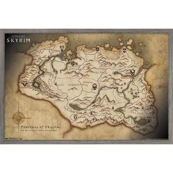 Trends International The Elder Scrolls V: Skyrim - Map Framed Wall Poster Prints
