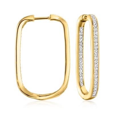 Ross-Simons 0.55 ct. t.w. Diamond Inside-Outside Paper Clip Link Hoop Earrings in 18kt Gold Over Sterling