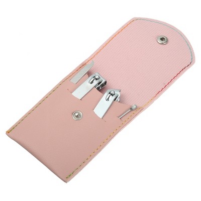 Unique Bargains Manicure Set With Pink Pu Leather Case Personal Care ...