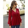 Puff Sleeve Peplum Tops Lantern Sleeve V Neck Tops Peplum Shirts For Women Loose Fit - 3 of 4