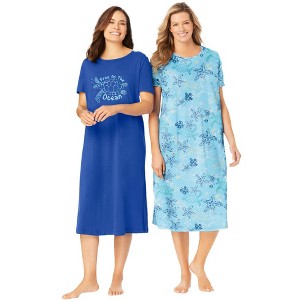 Dreams & Co. Plus Size 2-Pack Long Sleepshirts - 1 of 4
