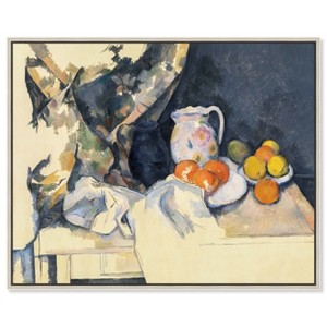 Art Remedy Paul Cezanne - Curtain and Fruit Rustic Chic Farmhouse Wall Art Framed - 1 of 4