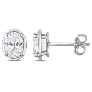 EVERLY JEWELRY | Sterling Silver 2.54 CT TGW Created White Sapphire Fashion Post Earrings - 1 of 4