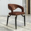 LeisureMod Entice Modern Dining Chairs Upholstered Leather Seat Curved Back Metal Legs - 2 of 4