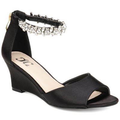 Journee Collection Women's Connor Back Heel Zip Open Toe Wedge
