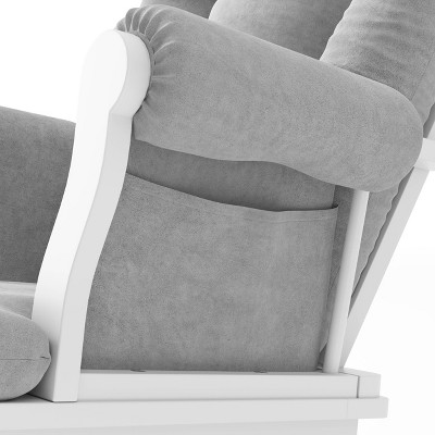 Matte White and Light Gray Glider with Ottoman Set