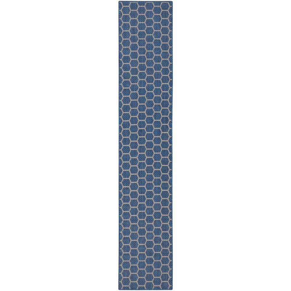 Photos - Area Rug Nourison 2'2"x10' Reversible Basics Woven Indoor/Outdoor Runner Rug Blue 