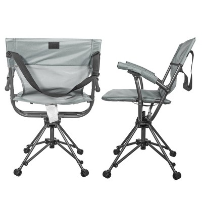 Gray Portable 360 Degree Swivel Camping Chair with Armrests