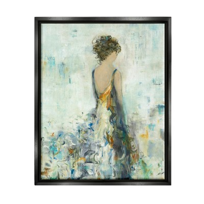 Stupell Industries Abstract Woman Floral Dress Framed Canvas