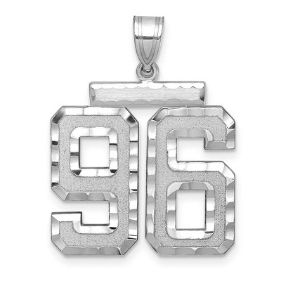 Black Bow Jewelry 14k White Gold, Varsity Collection, Large D/C Pendant, Number 96