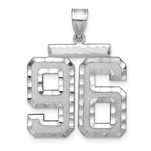 Black Bow Jewelry 14k White Gold, Varsity Collection, Large D/C Pendant, Number 96 - 1 of 4
