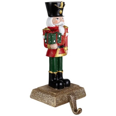 Glittered Nutcracker Soldier with Gift Christmas Stocking Holder