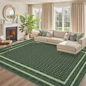 Washable Rugs for Living Room, Non Slip Modern Border Area Rug - 1 of 4