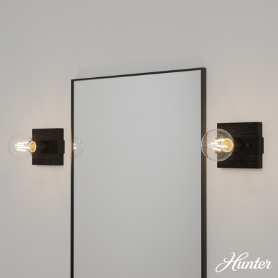 Natural Black Iron and Dark Ash Wall Sconce Light Fixture