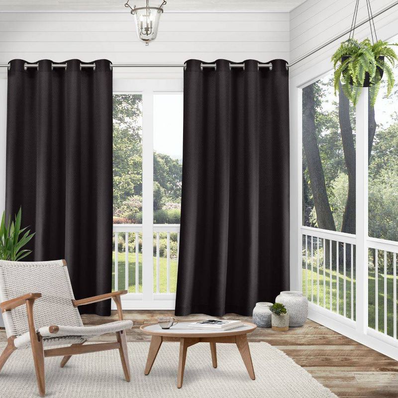 Set of 2 Indoor/Outdoor Solid Cabana Grommet Top Curtain Panels - Exclusive Home, 3 of 9