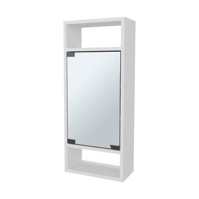 GlasFlength Decorative Wall Mirrors Bathroom Decor Cabinet Accent Mirror Vanity Mirrors Open Shelves for Bathroom Wall, White, 11.8"*5.9"*28.3"