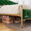 Velvet Upholstered Bed Frame with Solid Wooden Slats Support and Button Tufted Headboard - 2 of 4