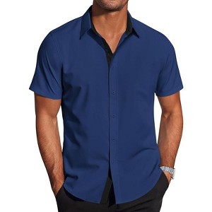 COOFANDY Men's Wrinkle Free Business Dress Shirts Short Sleeve Button Down Shirts S-XXXL - 1 of 4
