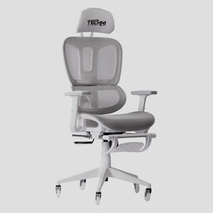 Airflex2 Mesh Gaming Chair with Footrest White - Techni Sport: Synchro-Tilt, 275 Lbs Capacity, Ergonomic Design - 1 of 4