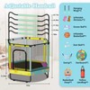 Hooseng 55" Hexagon Trampoline for Kids with Safety Enclosure Net, Indoor & Outdoor Toddler Trampoline with Adjustable Gymnastics Bar & Toys - 3 of 4