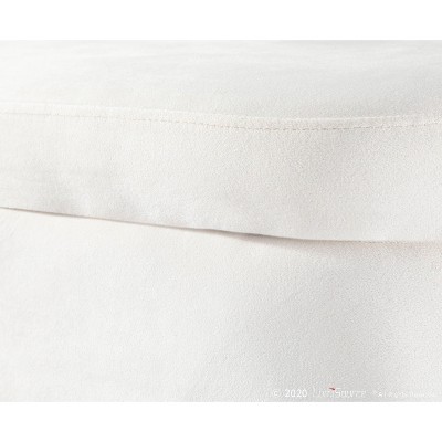 48" Chloe White Velvet Upholstered Storage Bench with Gold Base