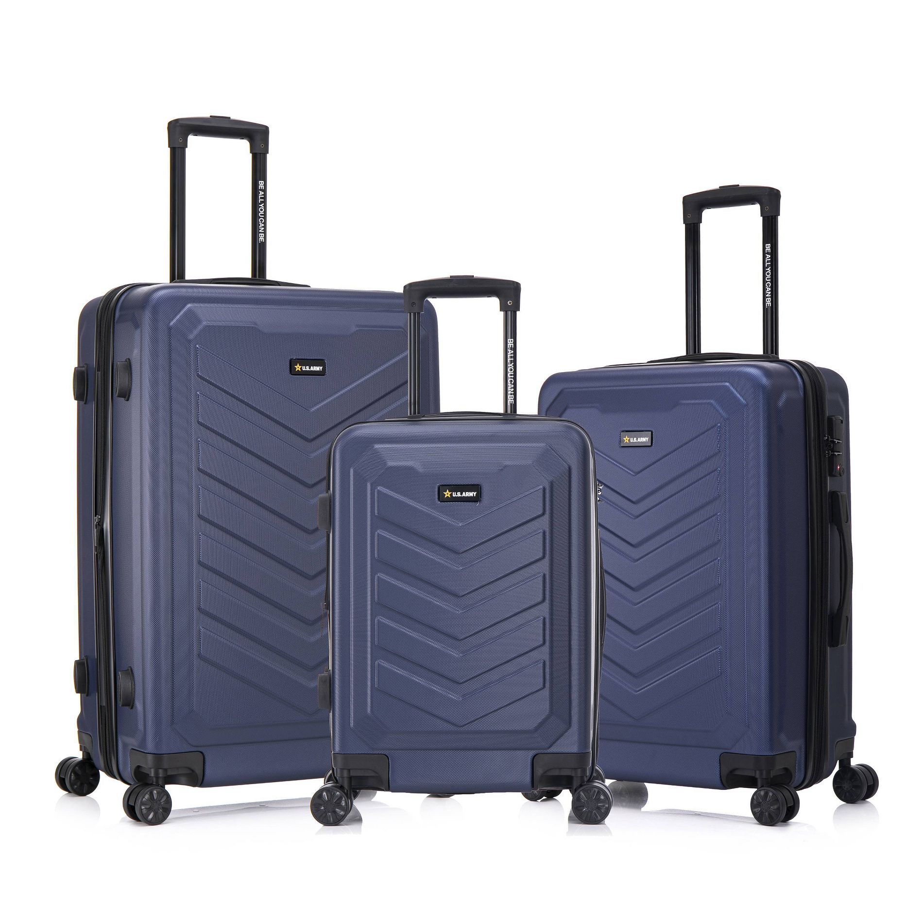 U.S. Army FOX PRO 3pc Expandable Checked Hardside Suitcase Set with TSA Lock - Navy Blue