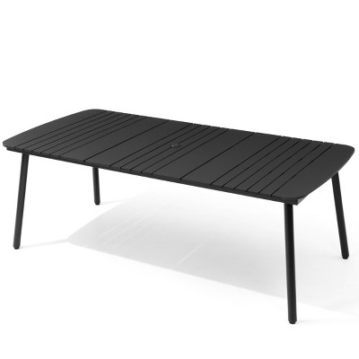 Pellebant 2.1m Patio Dining Table 6-8 People Durable WPC Tabletop Aluminum Frame Indoor/Outdoor Dining Table for Backyards Poolside Gardens (Black)