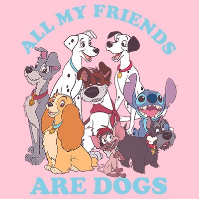 Disney Girl's Disney All My Friends Are Dogs T-Shirt - Light Pink - X Large — фото 2