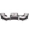 Gymojoy 7 Piece Outdoor Wicker Loveseat Sofa with Patio Chairs with Coffee Table and Ottoman Sets - 2 of 4