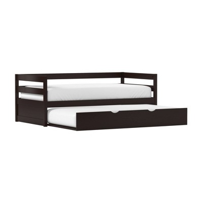 Twin Brown Pine Wood Daybed with Trundle