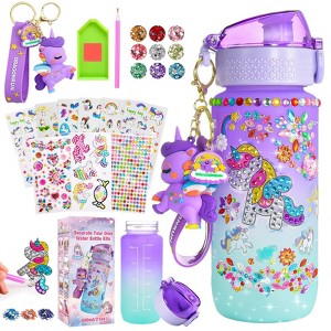 FUNFORFUN Decorate Your Own Water Bottle for Girls, Gifts for 5 6 7 8 9 Year Old Girls, Unicorn Craft Kit for Girls 6-8, Birthday Gift - 1 of 4