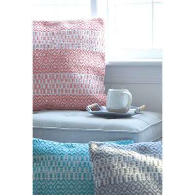 Pim Diamond Stripe Slate and White Indoor-Outdoor Pillow