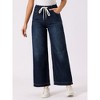 INSPIRE CHIC Women's Drawstring Elastic Waist Wide Legs Jeans Casual Denim Pants - 4 of 4