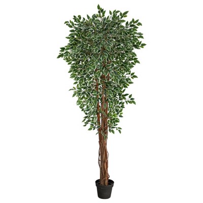 70" Indoor/Outdoor Variegated Ficus Artificial Tree - Nearly Natural