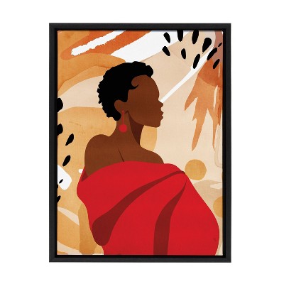 18" x 24" Sylvie Rogue by Alexander Ginzburg Framed Canvas: Modern Decor, Woman & Flowers - Kate & Laurel All Things Decor