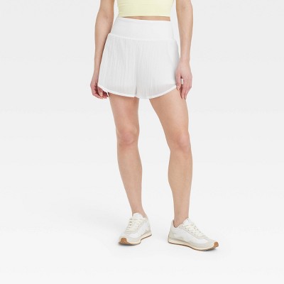 Women's Woven High-Rise 2-in-1 Run Shorts 3" - All In Motion™ White L