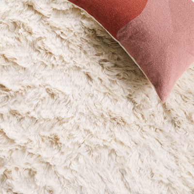 Ivory Hand-Tufted Wool Shag Area Rug 4' x 6'