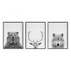 Kate and Laurel Sylvie Bear Deer and Wolf Framed Canvas by Simon Te of Tai Prints, 3 Piece 18x24, Gray - 2 of 4