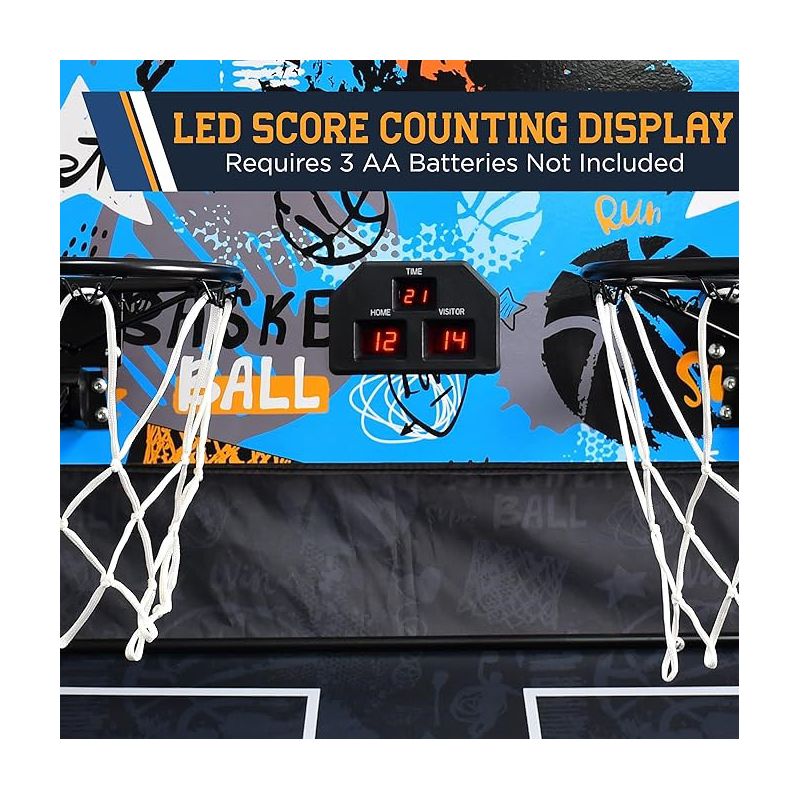 SereneLife Dual Hoop Basketball Shootout Indoor Home Arcade Room Game - Foldable, 3 of 7