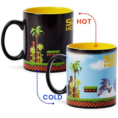 Just Funky Sonic the Hedgehog Heat Changing 16-Bit Ceramic Coffee Mug | Holds 16 Ounces